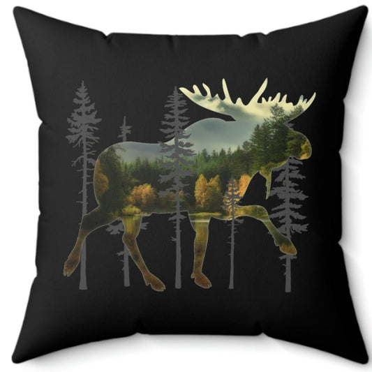 Moose in the Woods Square Pillow