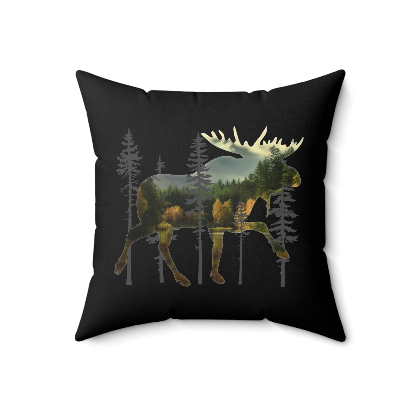Moose in the Woods Square Pillow