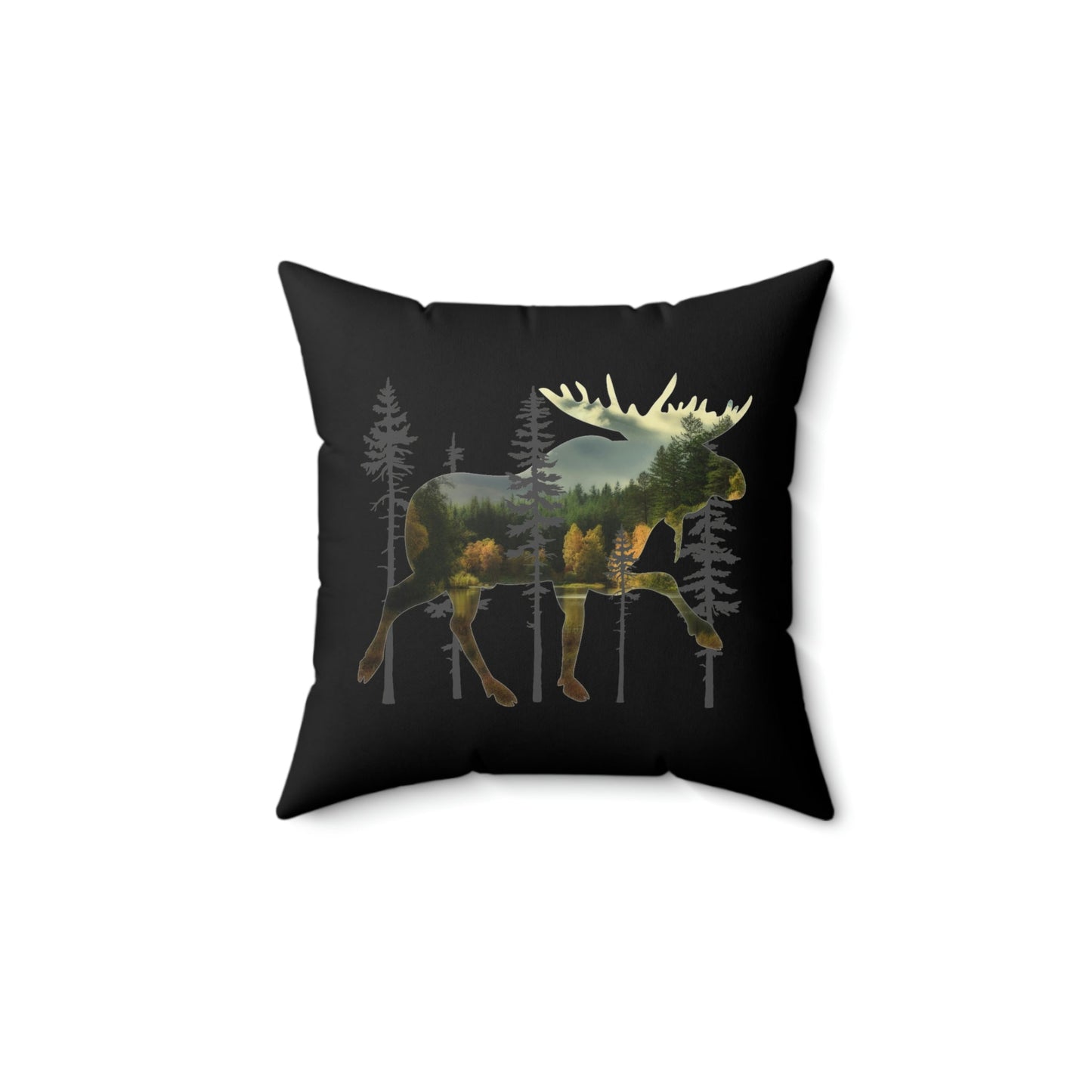 Moose in the Woods Square Pillow