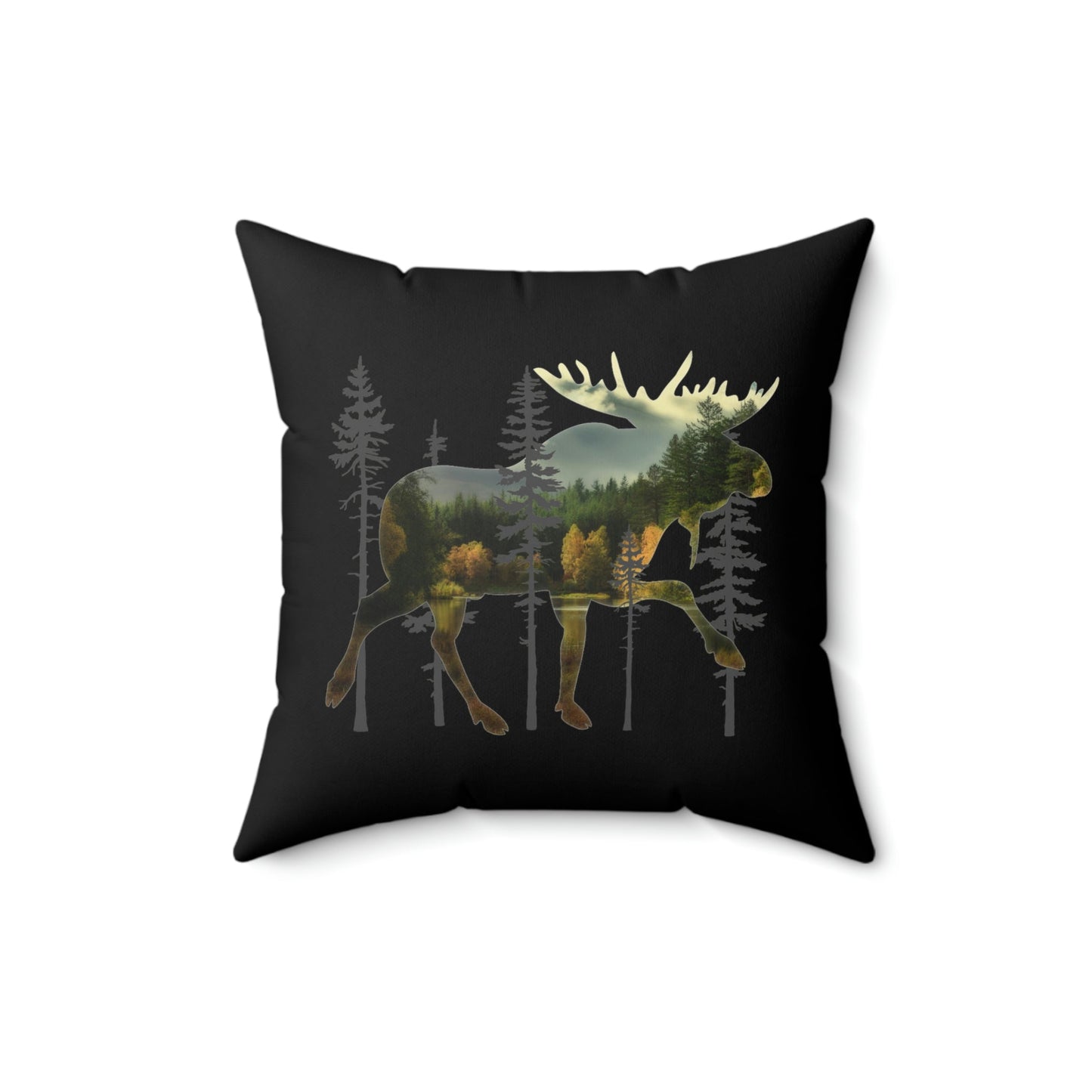 Moose in the Woods Square Pillow