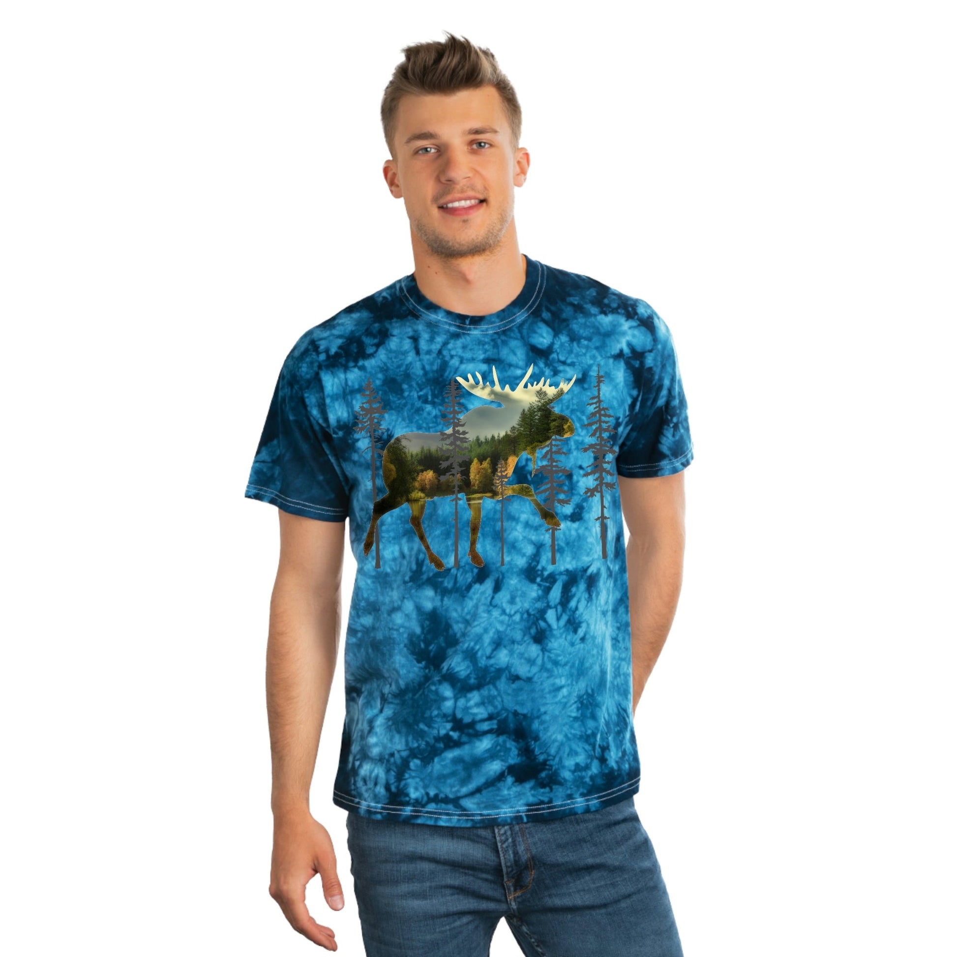 Moose in the Woods Tie-Dye Tee, Crystal
