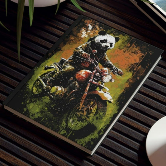 Motorcycle Panda Bear Hard Backed Journal
