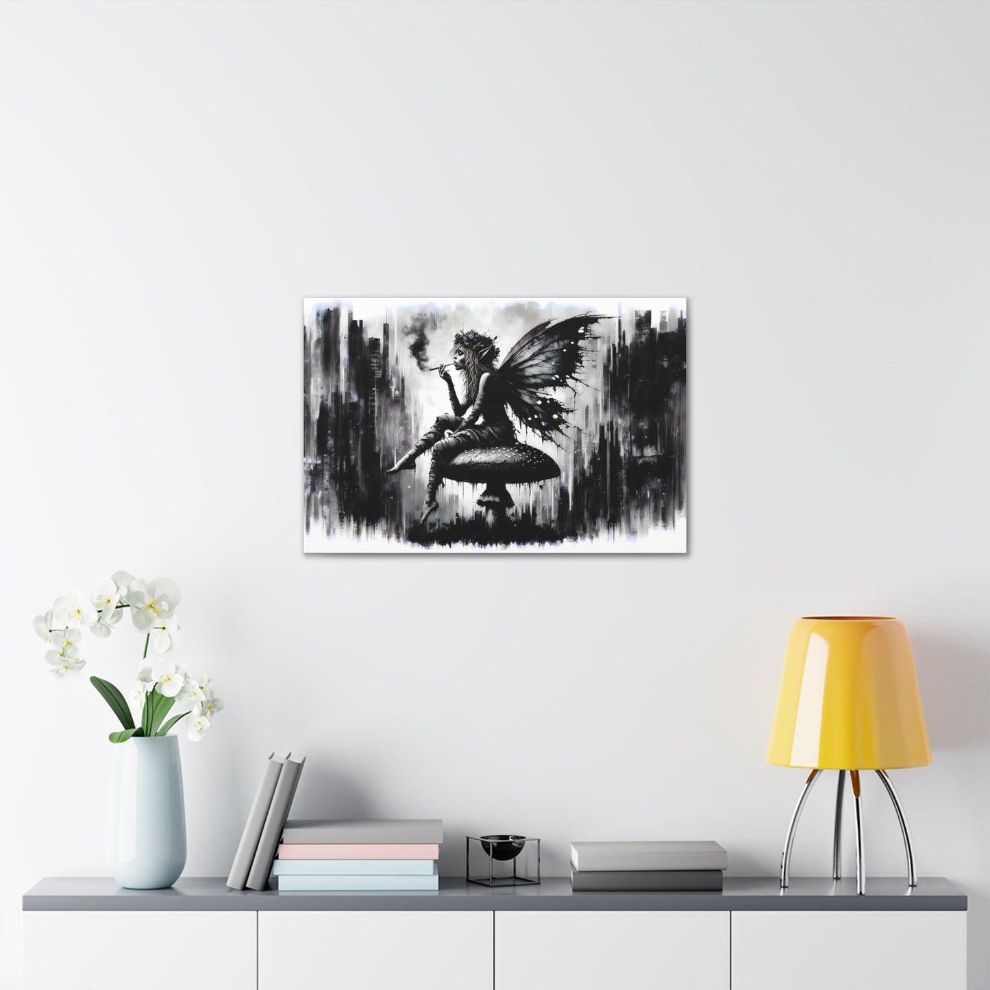Mystical Repose - Grunge Fairy & Mushroom Canvas Art Print