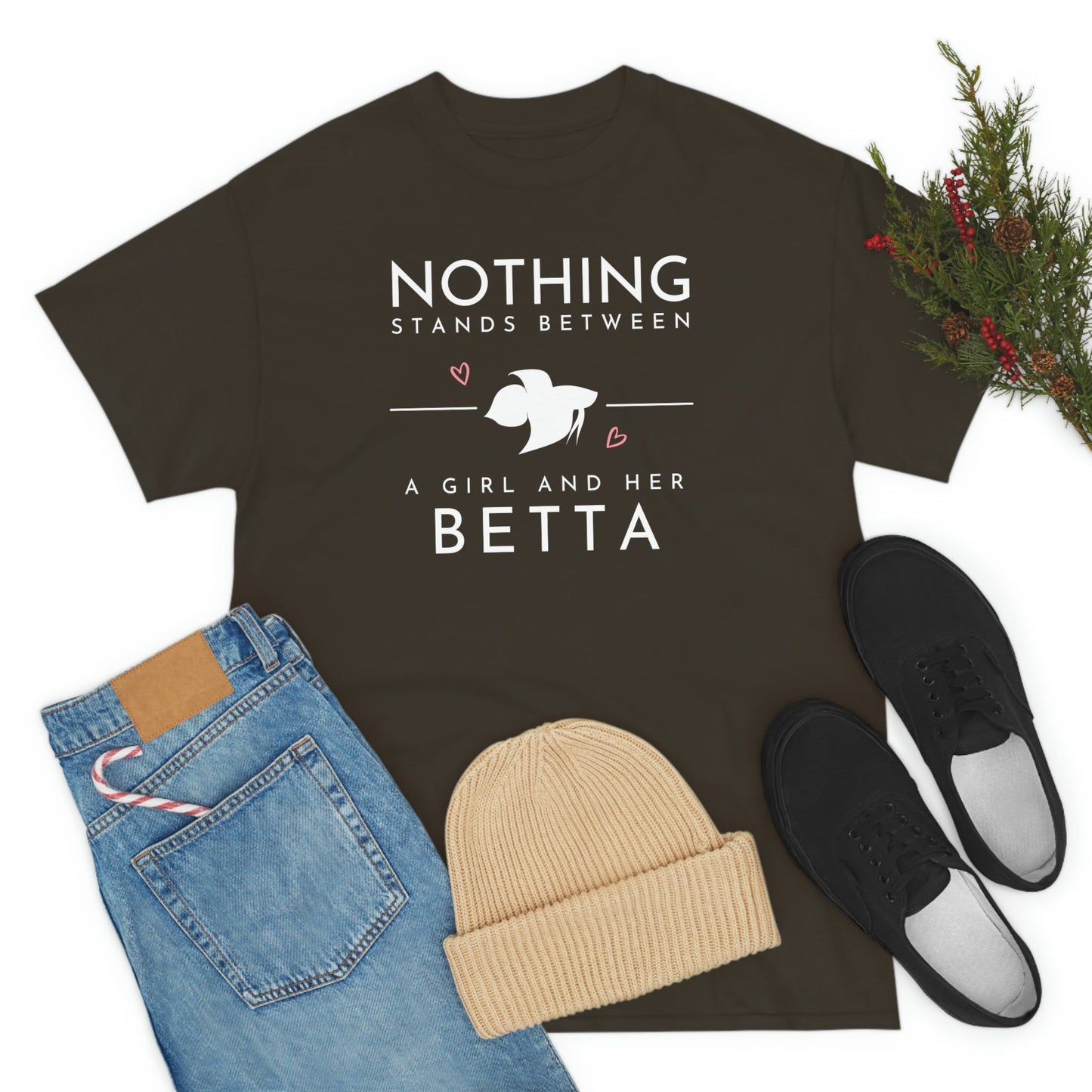 Nothing Stands Between a Girl and Her Betta Heavy Cotton T-Shirt