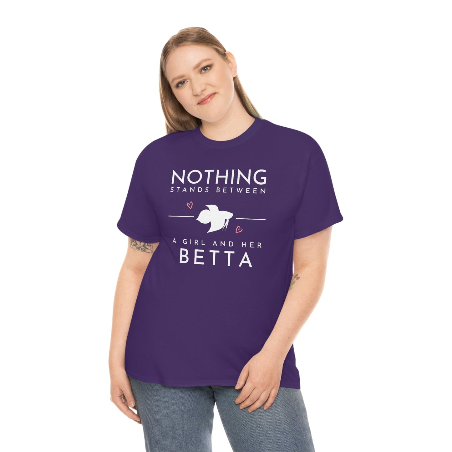 Nothing Stands Between a Girl and Her Betta Heavy Cotton T-Shirt