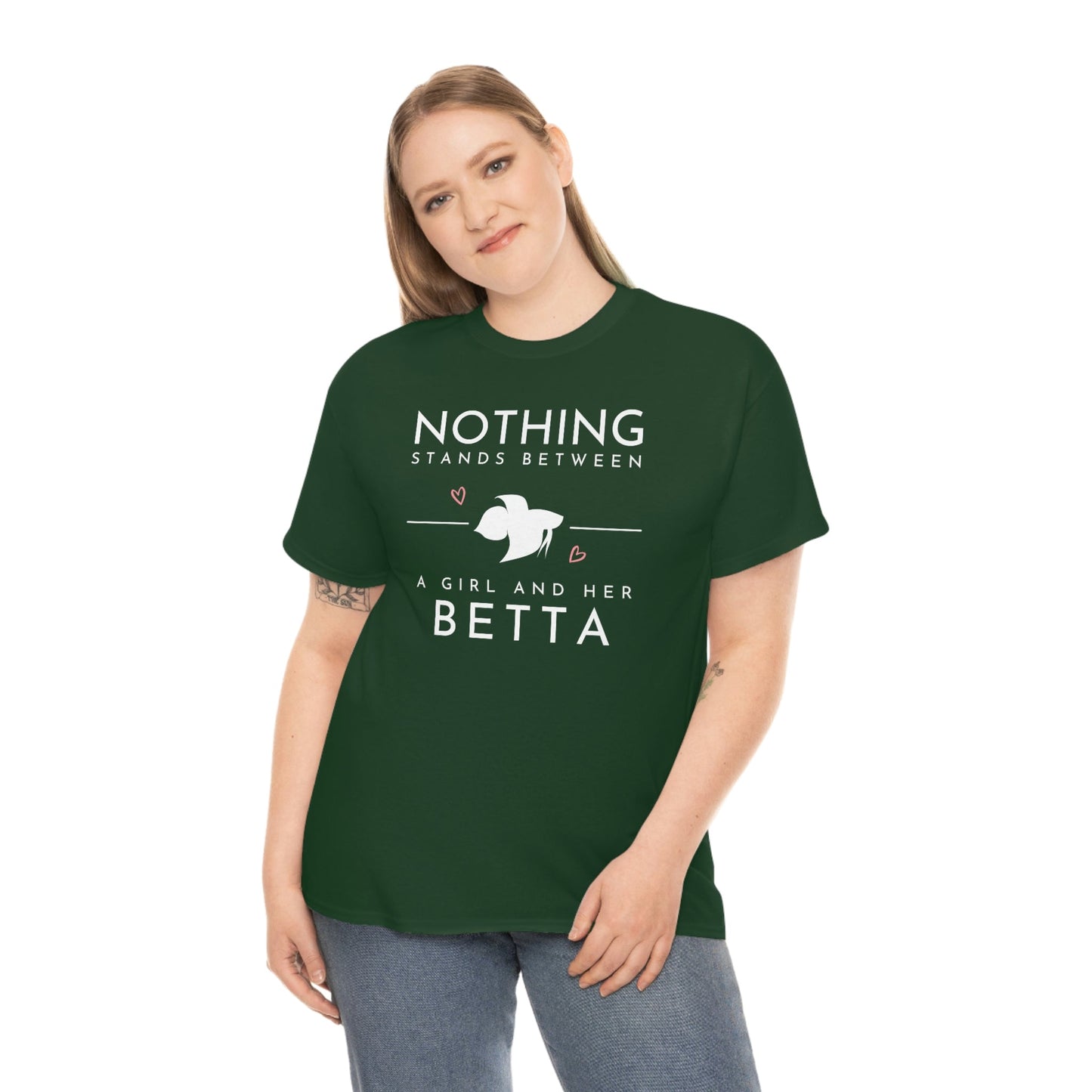 Nothing Stands Between a Girl and Her Betta Heavy Cotton T-Shirt