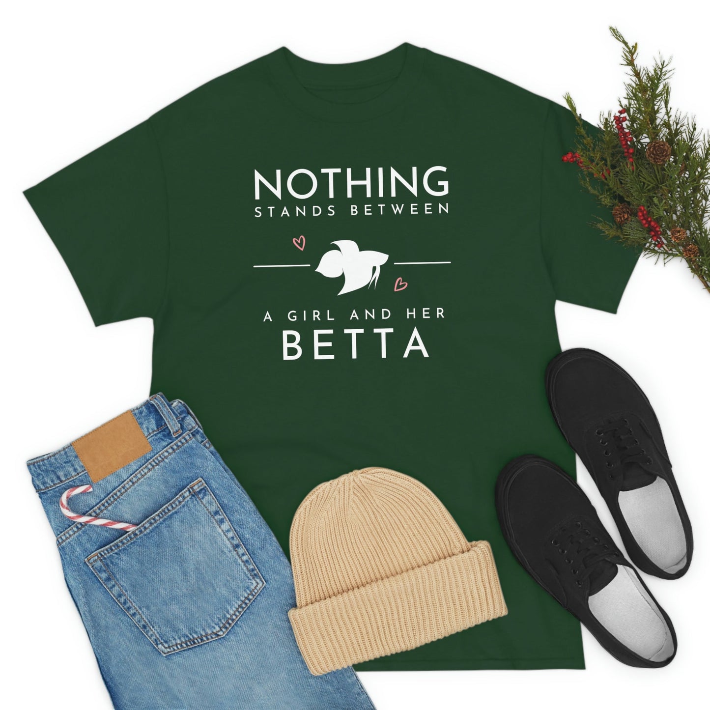 Nothing Stands Between a Girl and Her Betta Heavy Cotton T-Shirt
