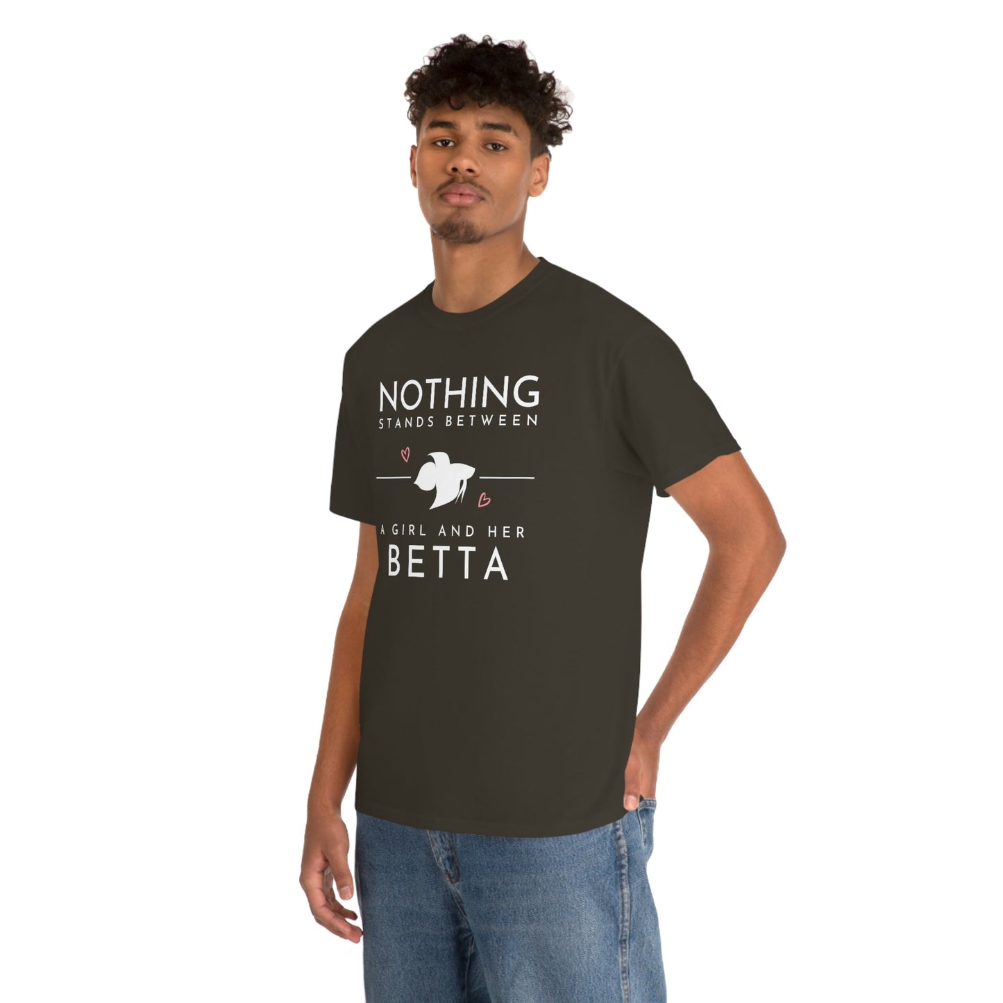 Nothing Stands Between a Girl and Her Betta Heavy Cotton T-Shirt