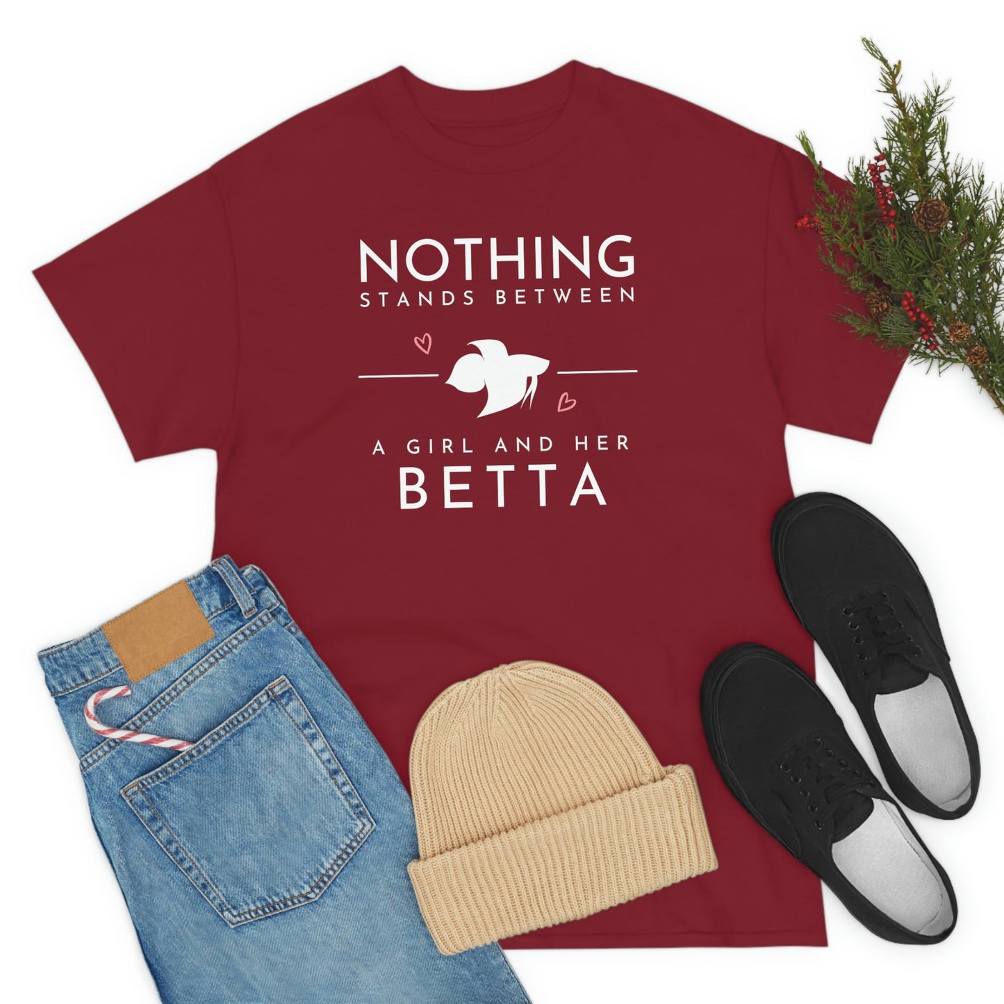 Nothing Stands Between a Girl and Her Betta Heavy Cotton T-Shirt