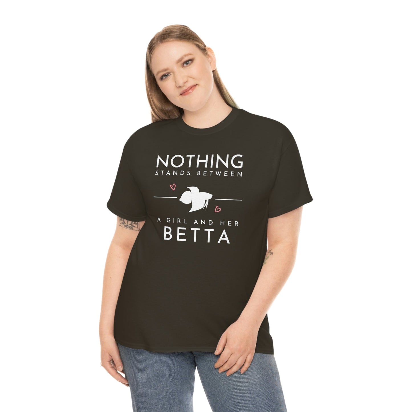 Nothing Stands Between a Girl and Her Betta Heavy Cotton T-Shirt
