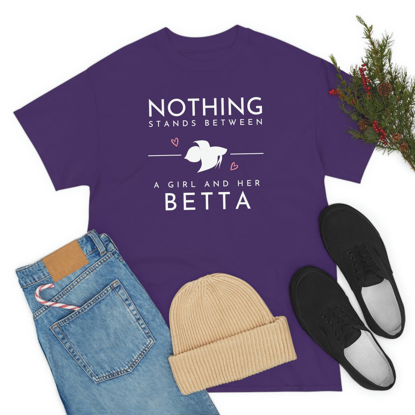 Nothing Stands Between a Girl and Her Betta Heavy Cotton T-Shirt