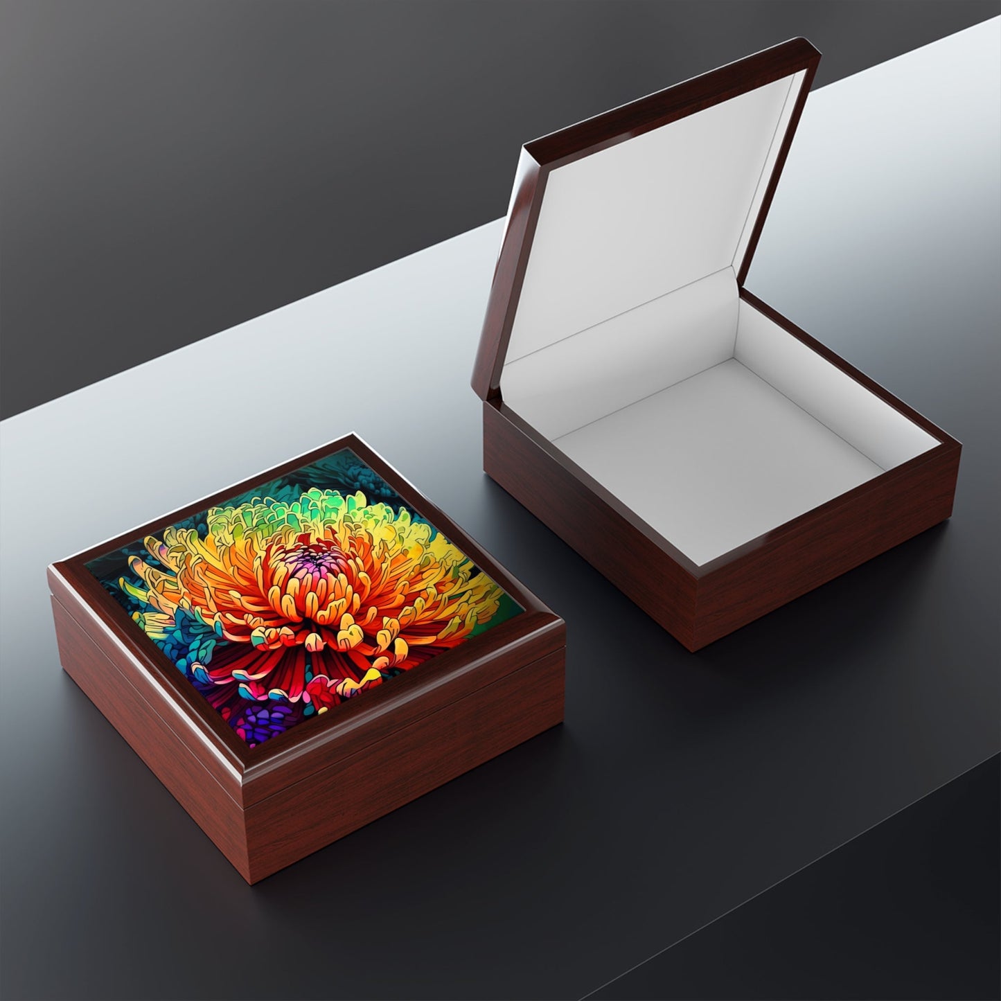 November Boho Chrysanthemum Birth Month Flower Jewelry Keepsake Box - Jewelry Travel Case,Bridesmaid Proposal Gift,Bridal Party Gift,Jewe