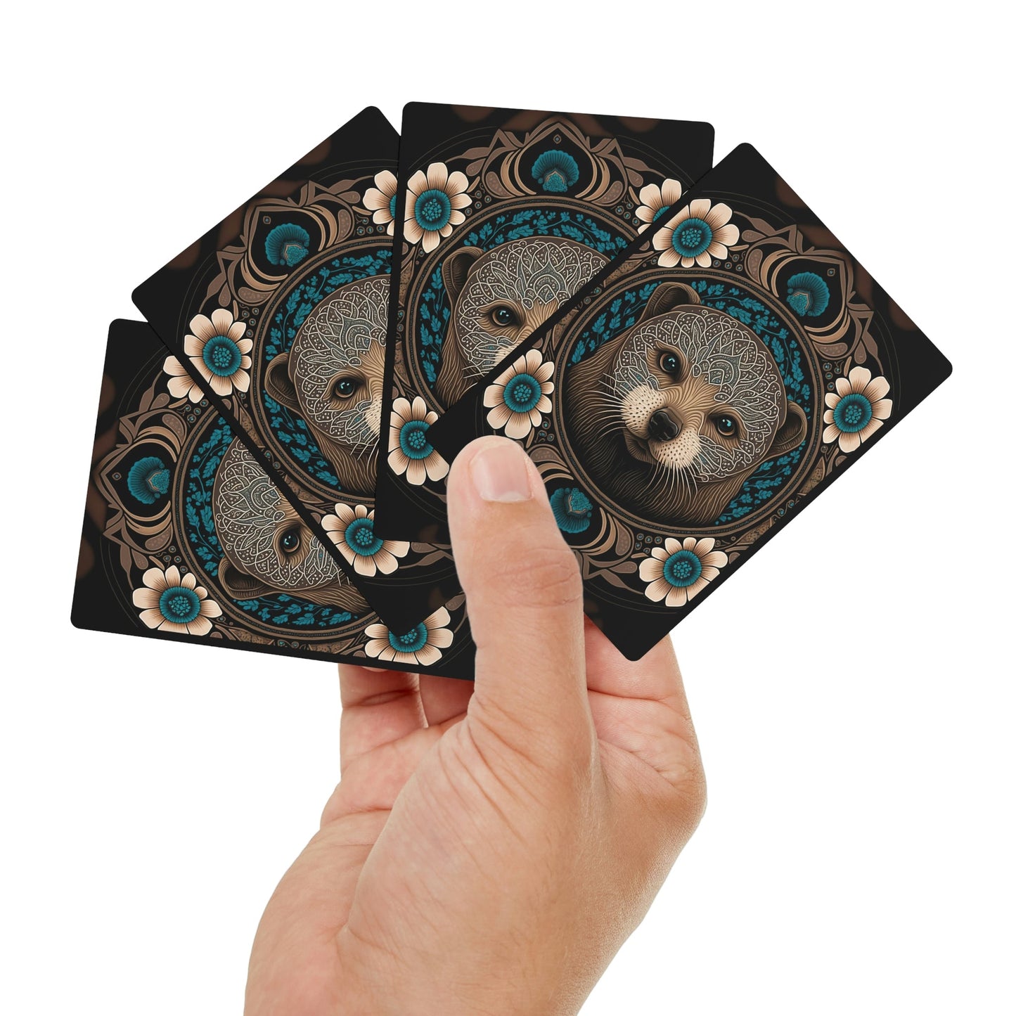 Otter Woodcut Poker Playing Cards