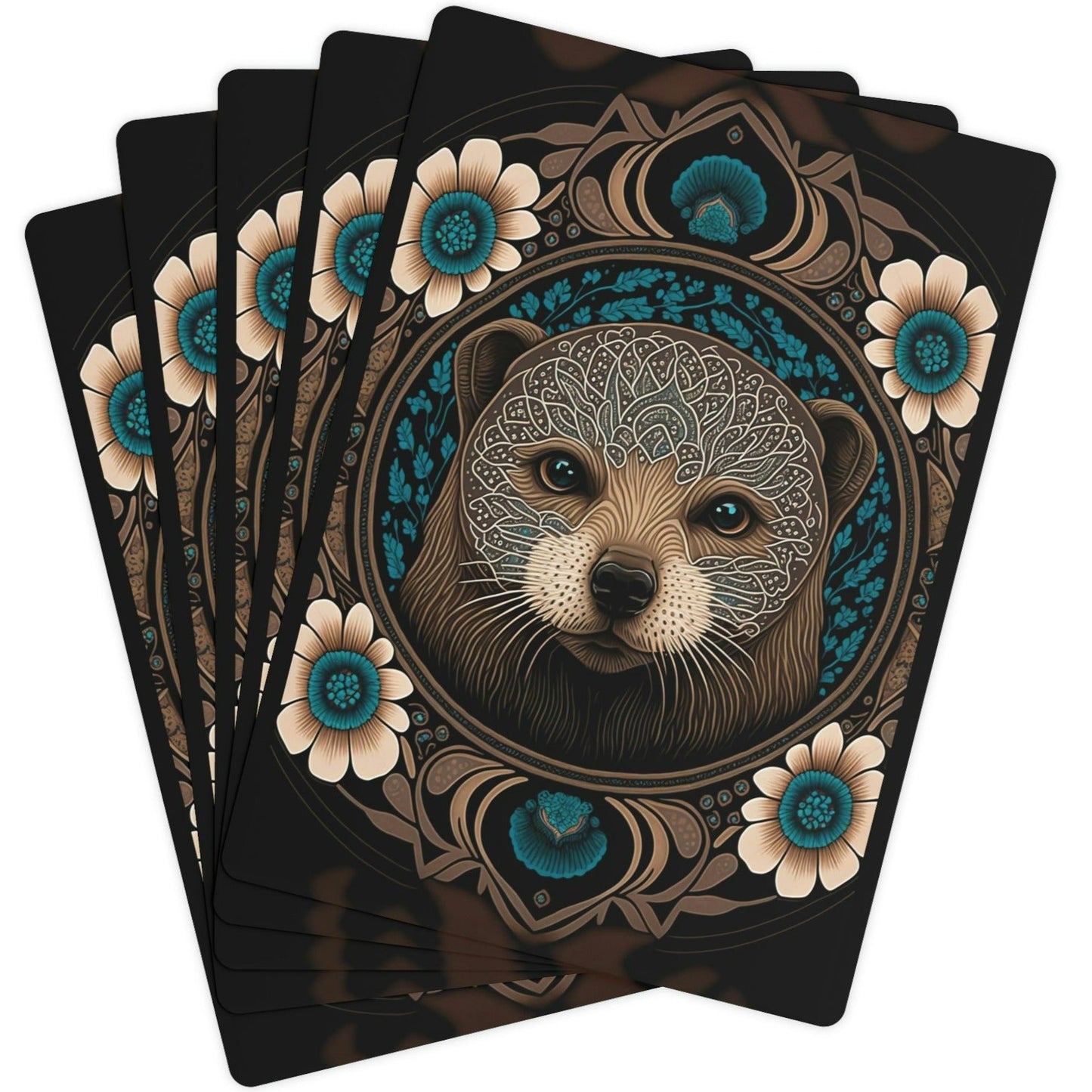 Otter Woodcut Poker Playing Cards