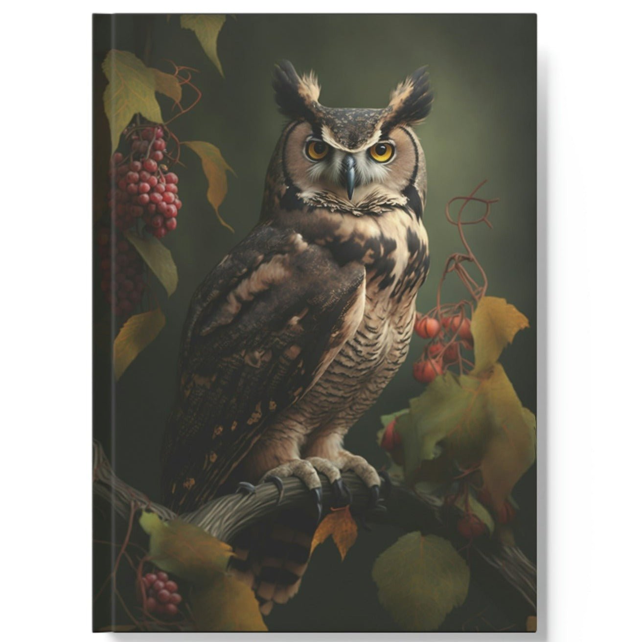 Owl Inspirations - Owl and Grapes - Hard Backed Journal