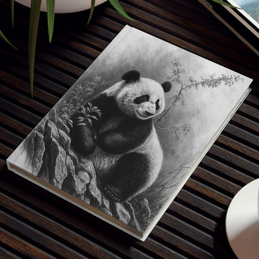 Panda Pencil Sketch Hard Backed Journal