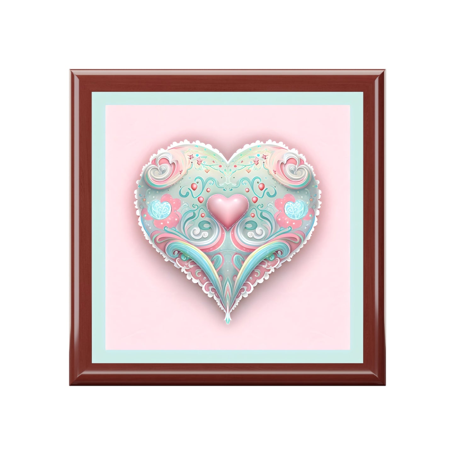 Pastel Heart Design Jewelry Box