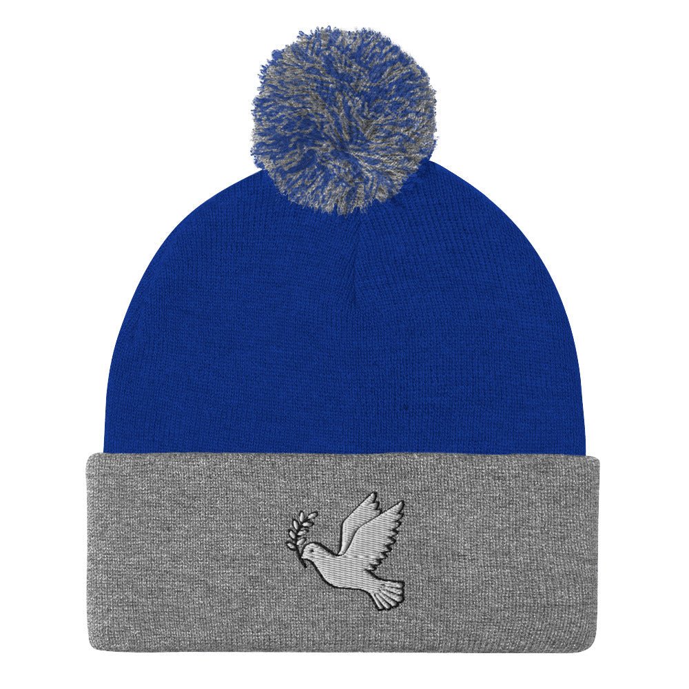 Peace Dove Pom-Pom Beanie