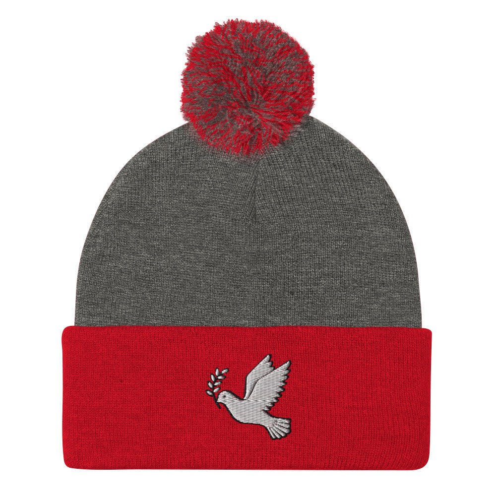 Peace Dove Pom-Pom Beanie