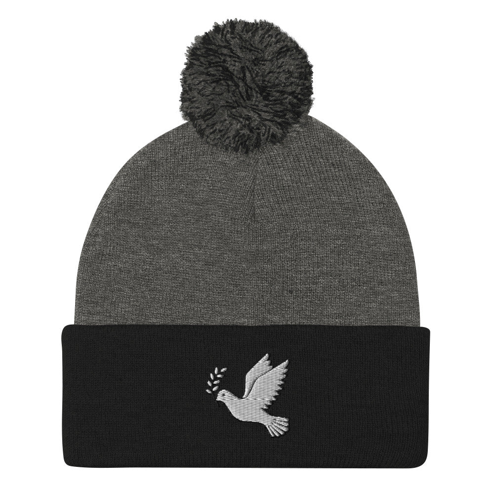 Peace Dove Pom-Pom Beanie