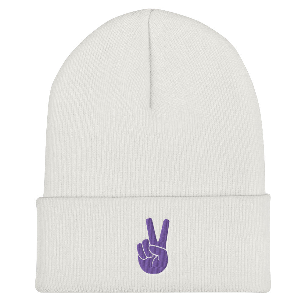 Peace Sign Cuffed Beanie