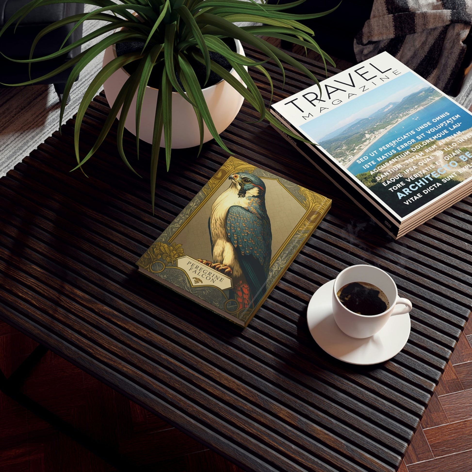 Peregrine Falcon IV - Mucha Style - Hard Backed Journal