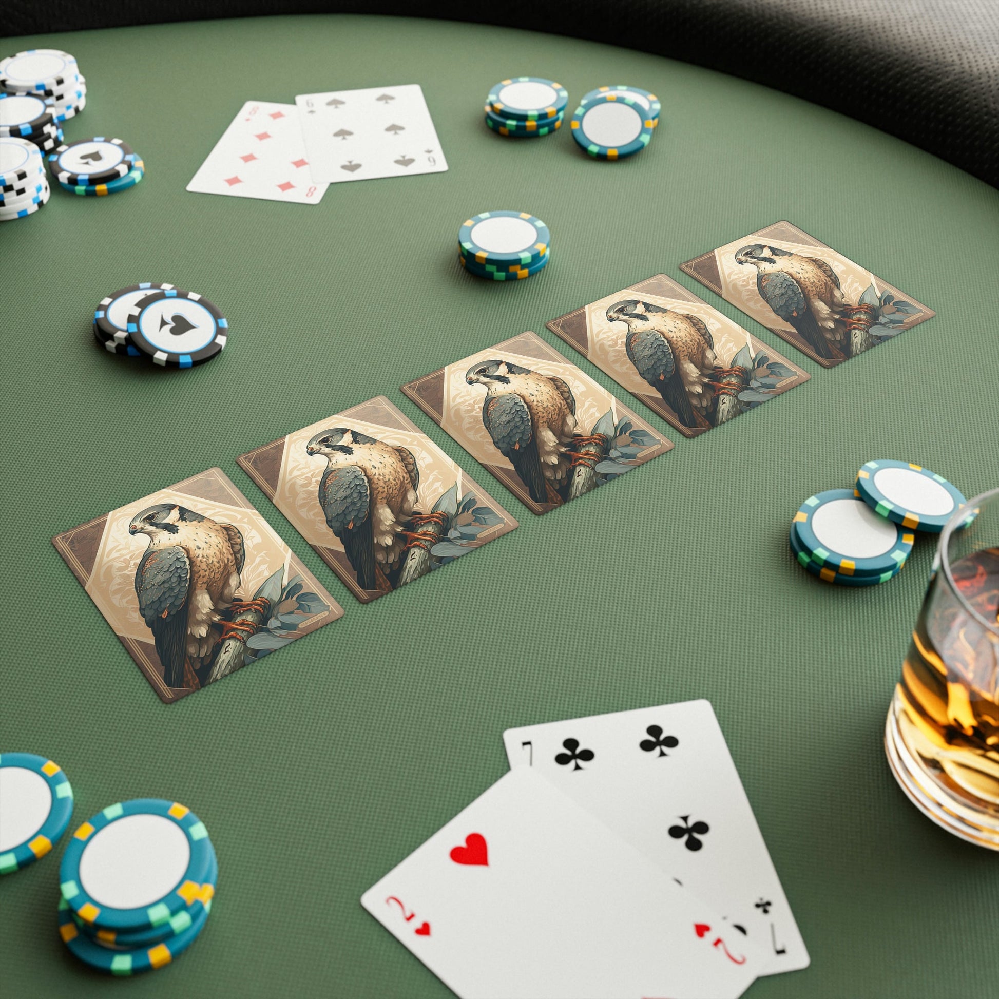 Peregrine Falcon - Mucha Style - Poker Playing Cards