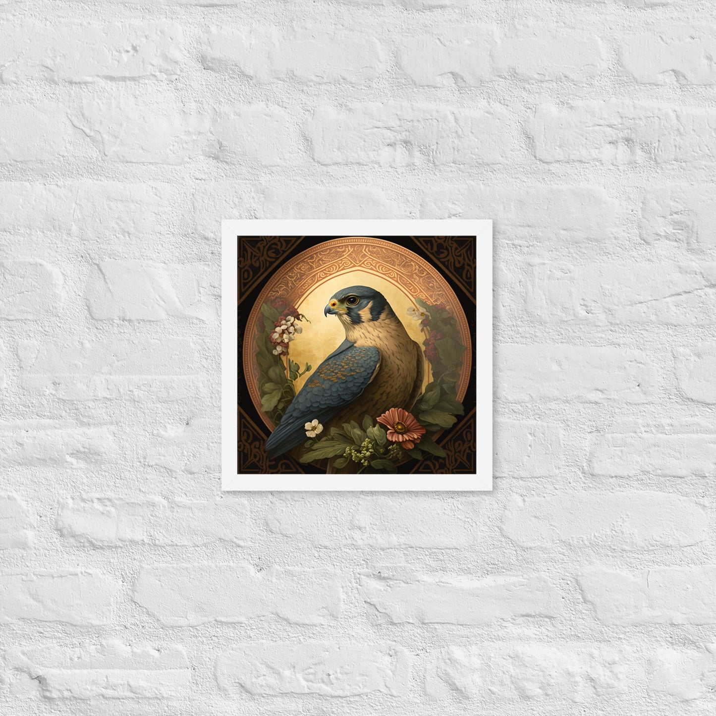 Peregrine Falcon Mucha-Style Print I Framed Poster