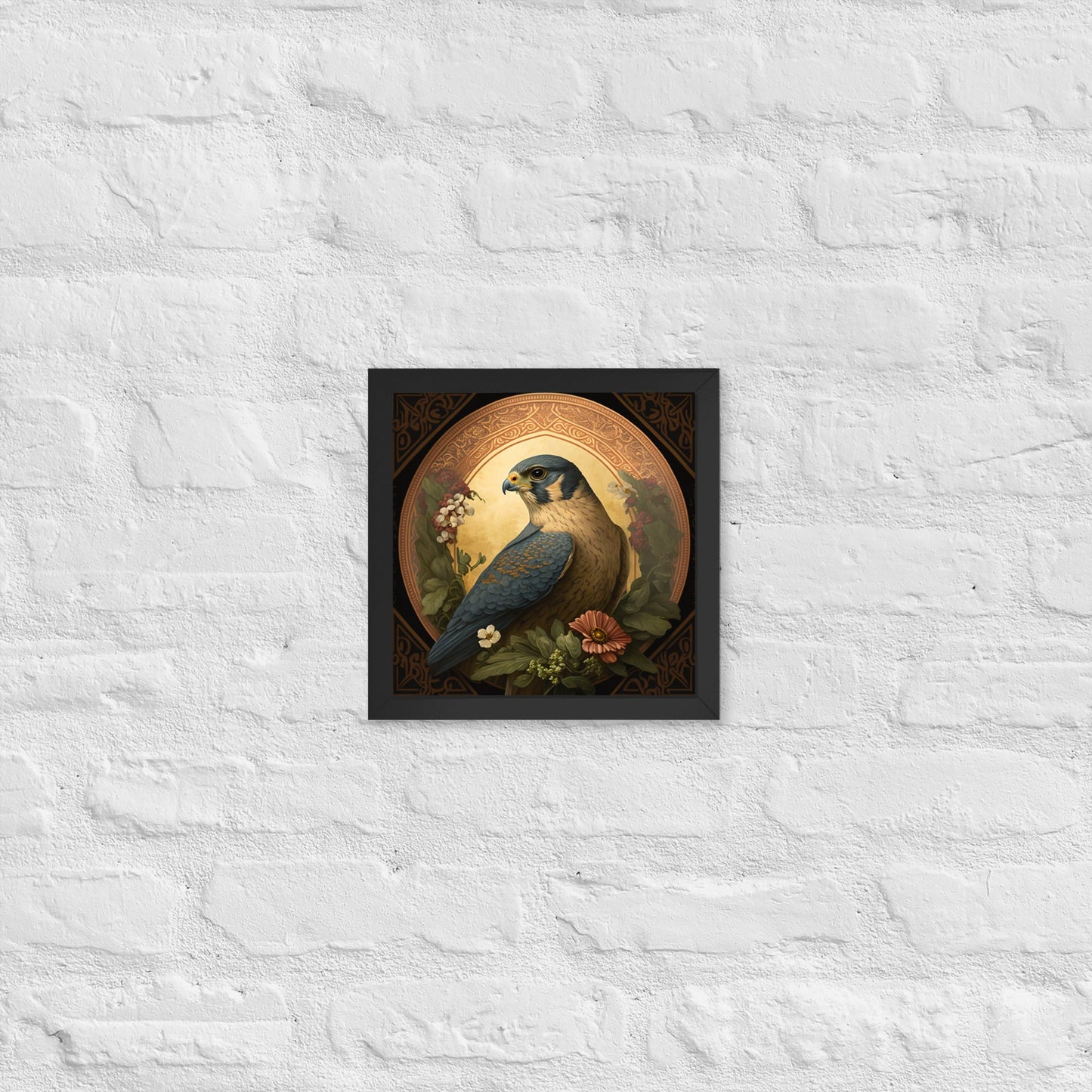 Peregrine Falcon Mucha-Style Print I Framed Poster