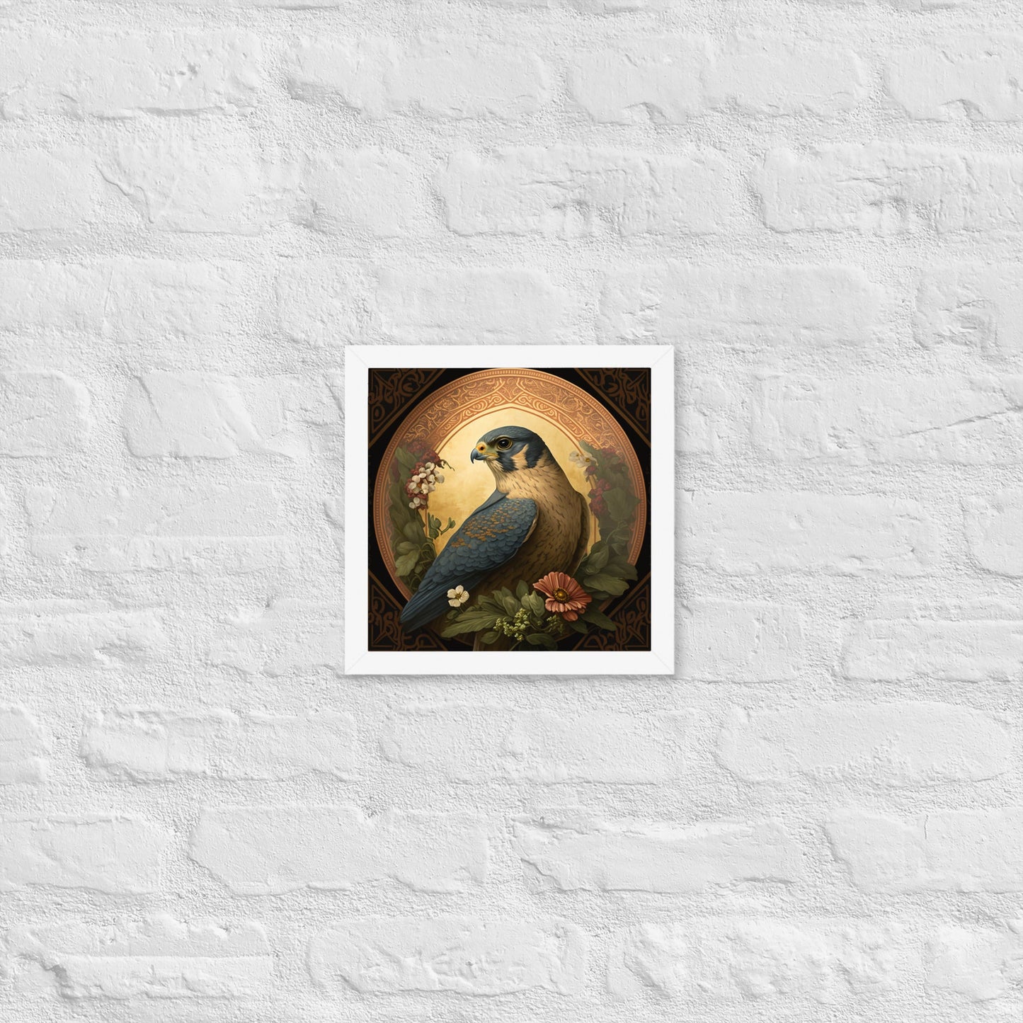 Peregrine Falcon Mucha-Style Print I Framed Poster