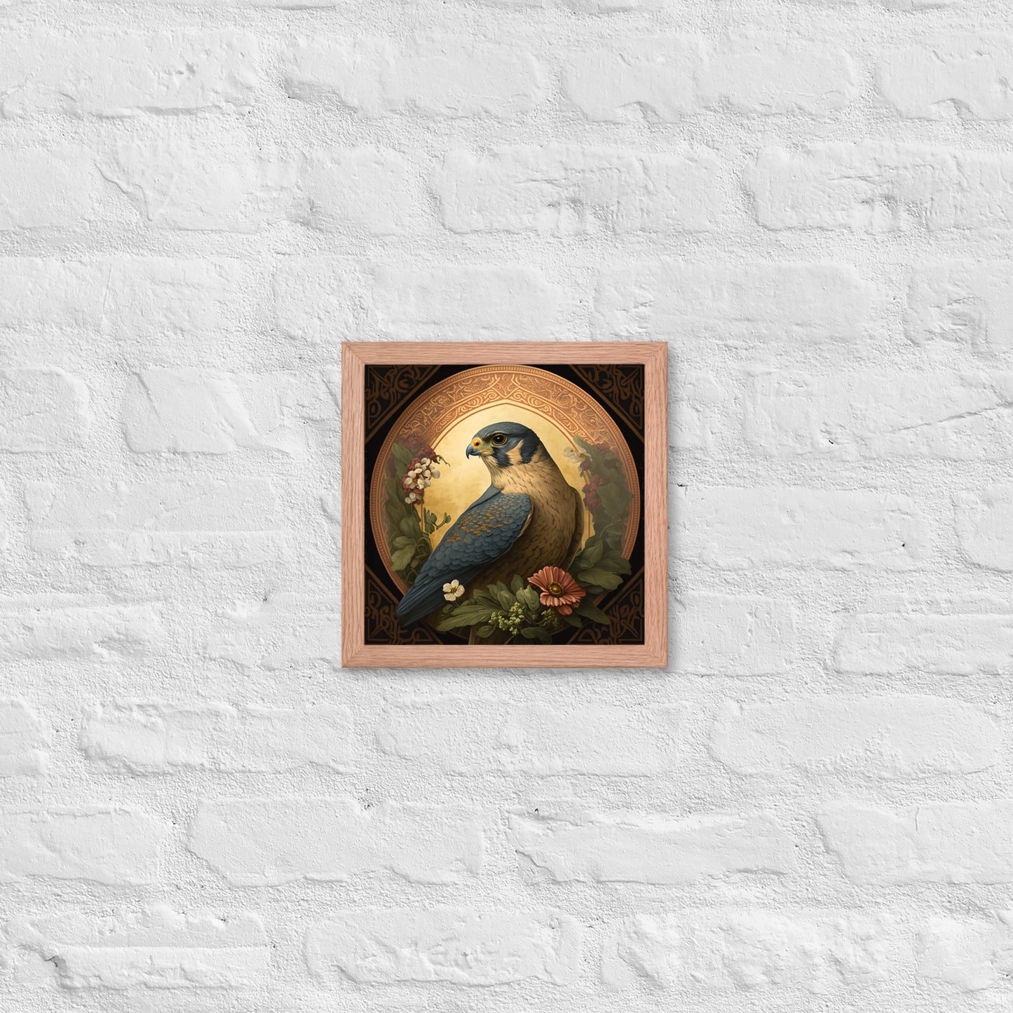 Peregrine Falcon Mucha-Style Print I Framed Poster