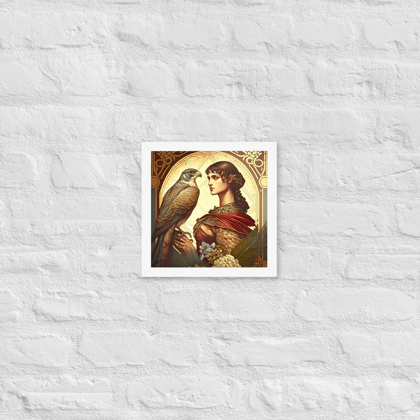 Peregrine Falcon Mucha-Style Print II Framed Poster