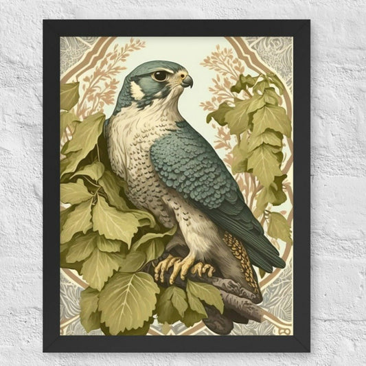 Peregrine Falcon Mucha-Style Print V Framed Poster