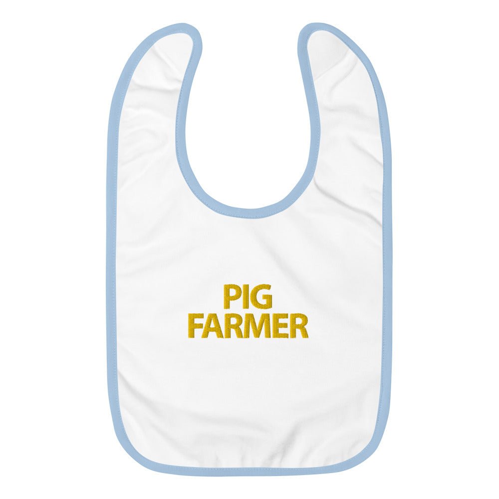 Pig Farmer Embroidered Baby Bib cute tyke tot toddler gift present babies cool classy unique unusual