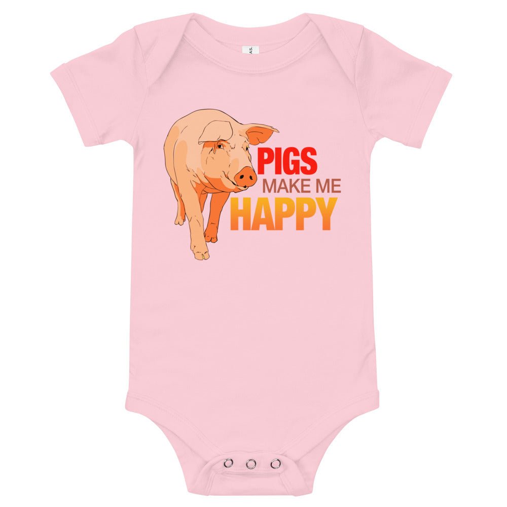 Pigs Make Me Happy Onesie Snap Leg 100% cotton soft pigs farming farmers gift present baby shower unique cool cute