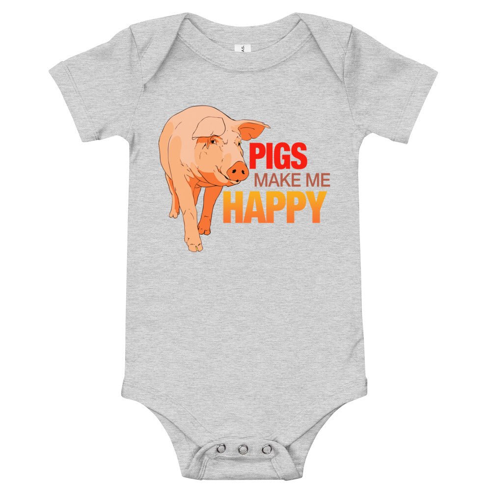 Pigs Make Me Happy Onesie Snap Leg 100% cotton soft pigs farming farmers gift present baby shower unique cool cute
