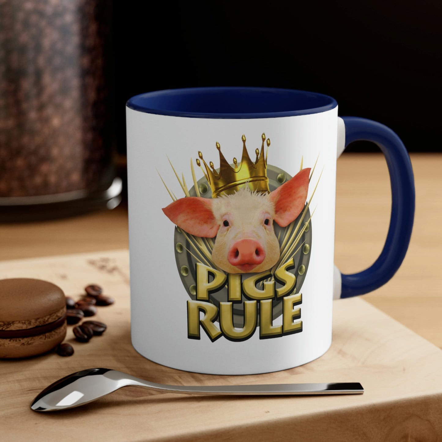 Pigs Rule Accent Coffee Mug, 11oz in 5 colors