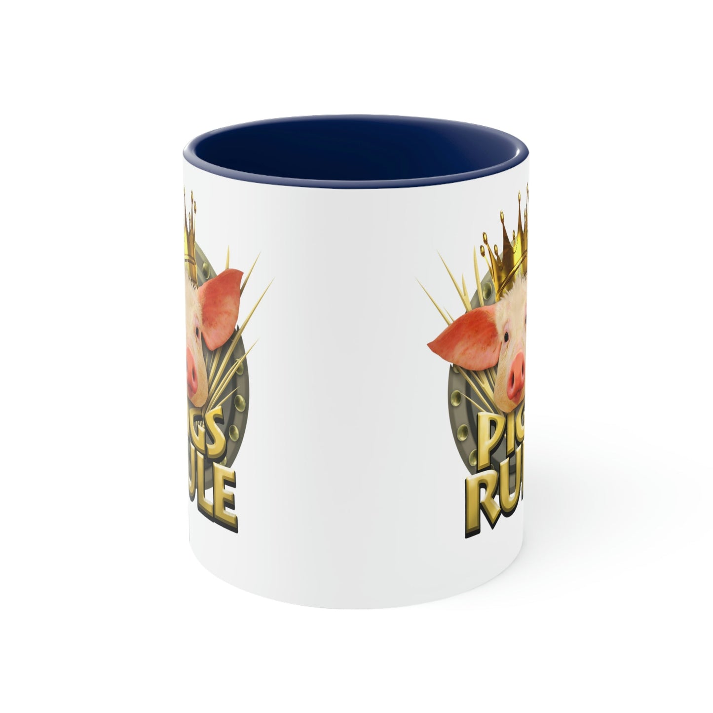 Pigs Rule Accent Coffee Mug, 11oz in 5 colors