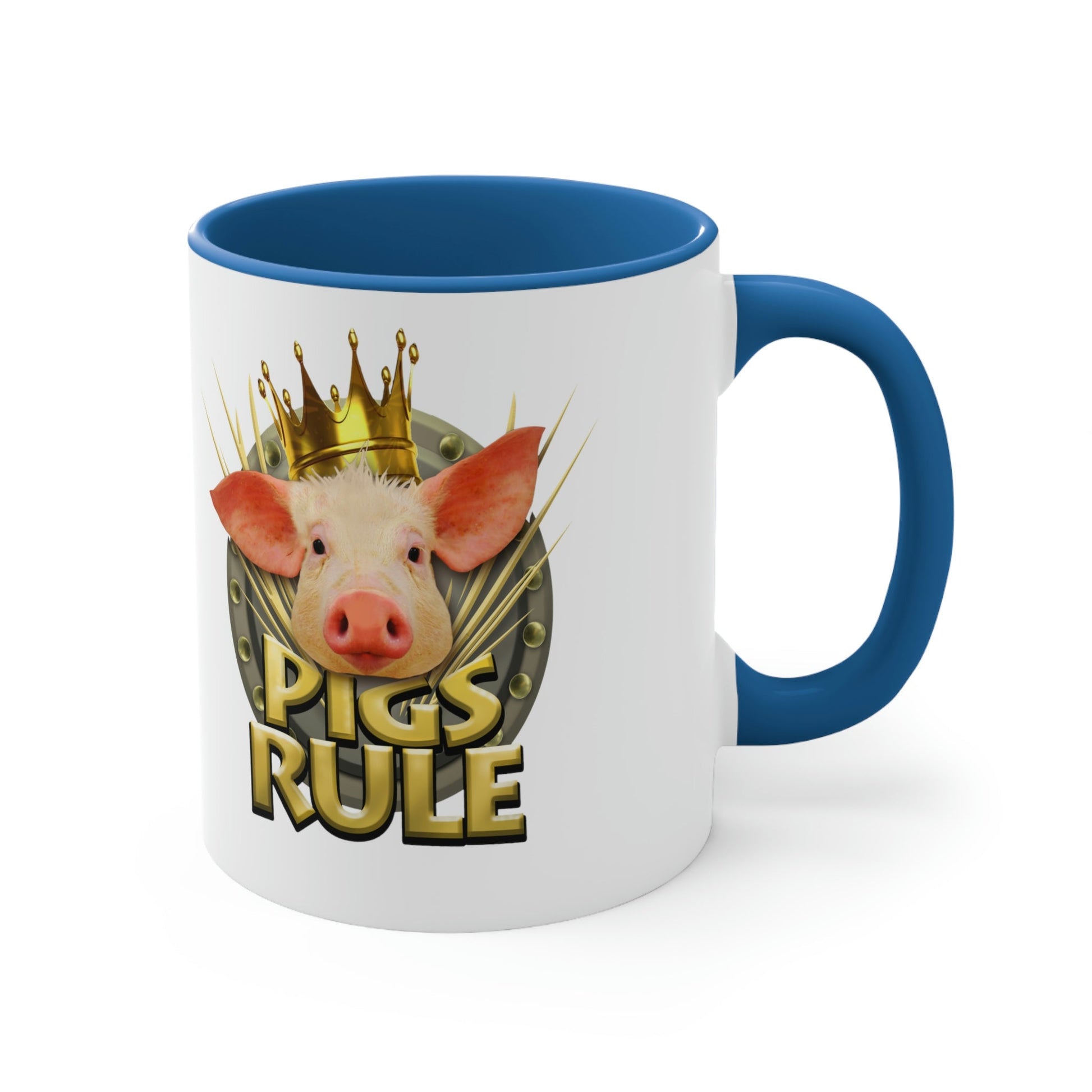 Pigs Rule Accent Coffee Mug, 11oz in 5 colors