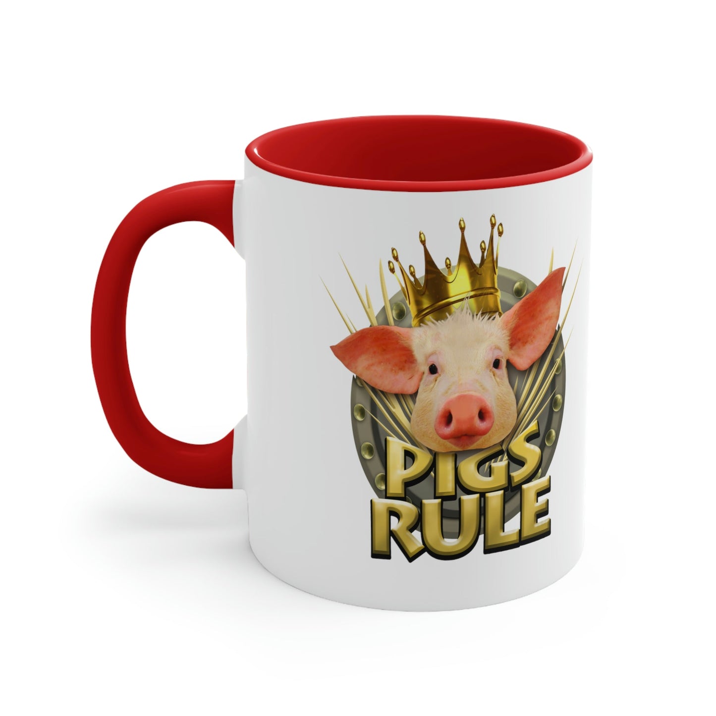 Pigs Rule Accent Coffee Mug, 11oz in 5 colors