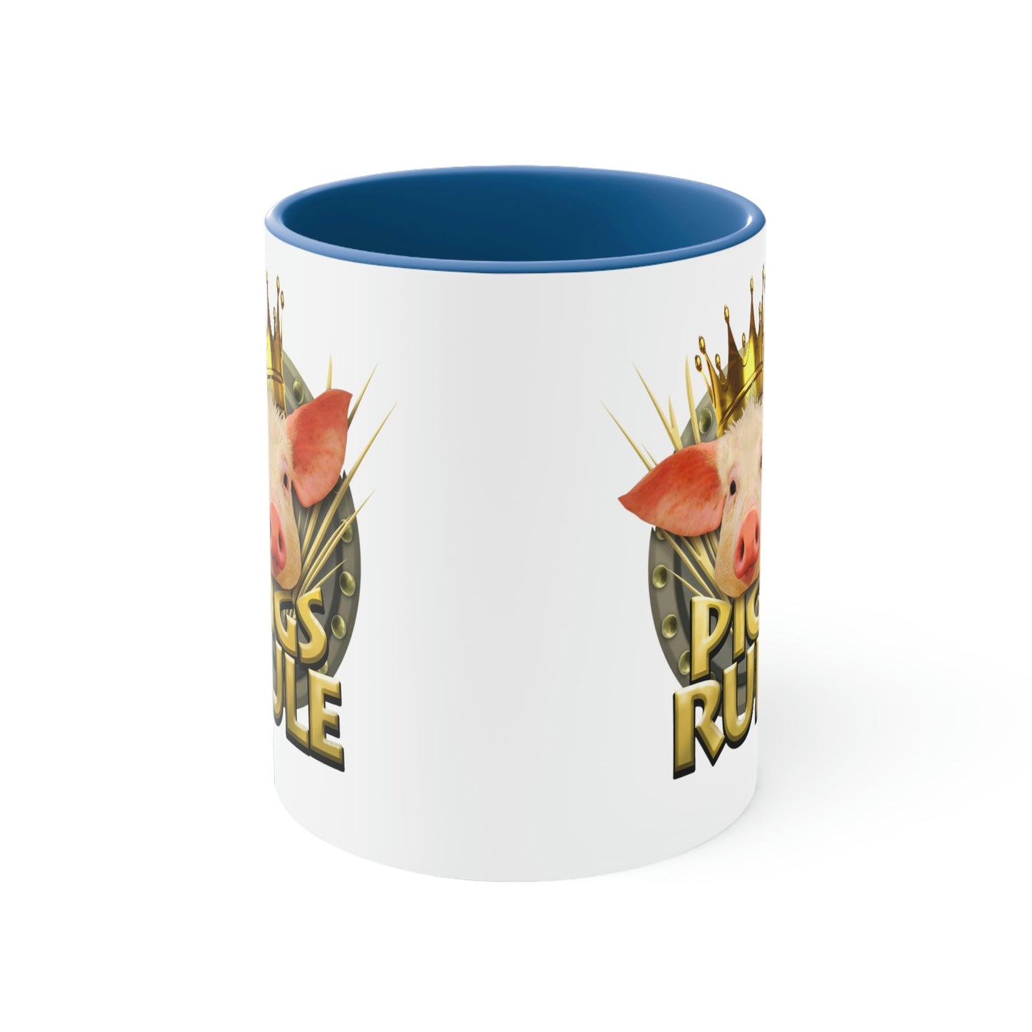 Pigs Rule Accent Coffee Mug, 11oz in 5 colors
