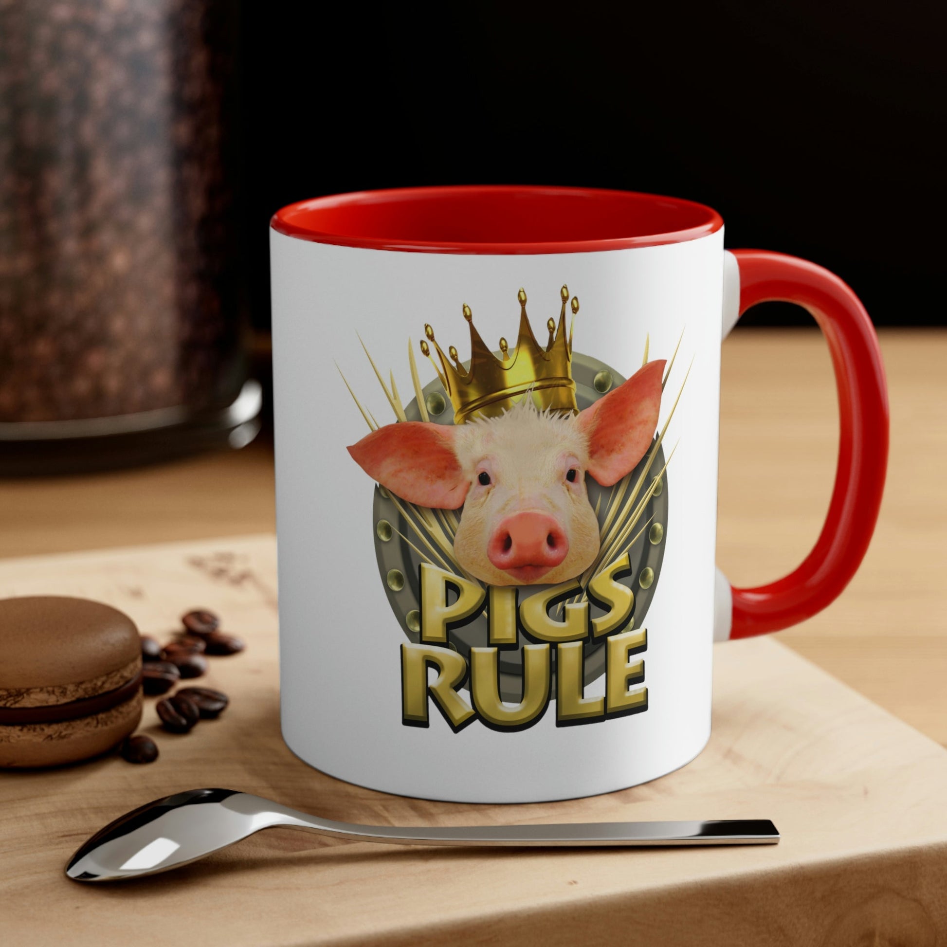Pigs Rule Accent Coffee Mug, 11oz in 5 colors