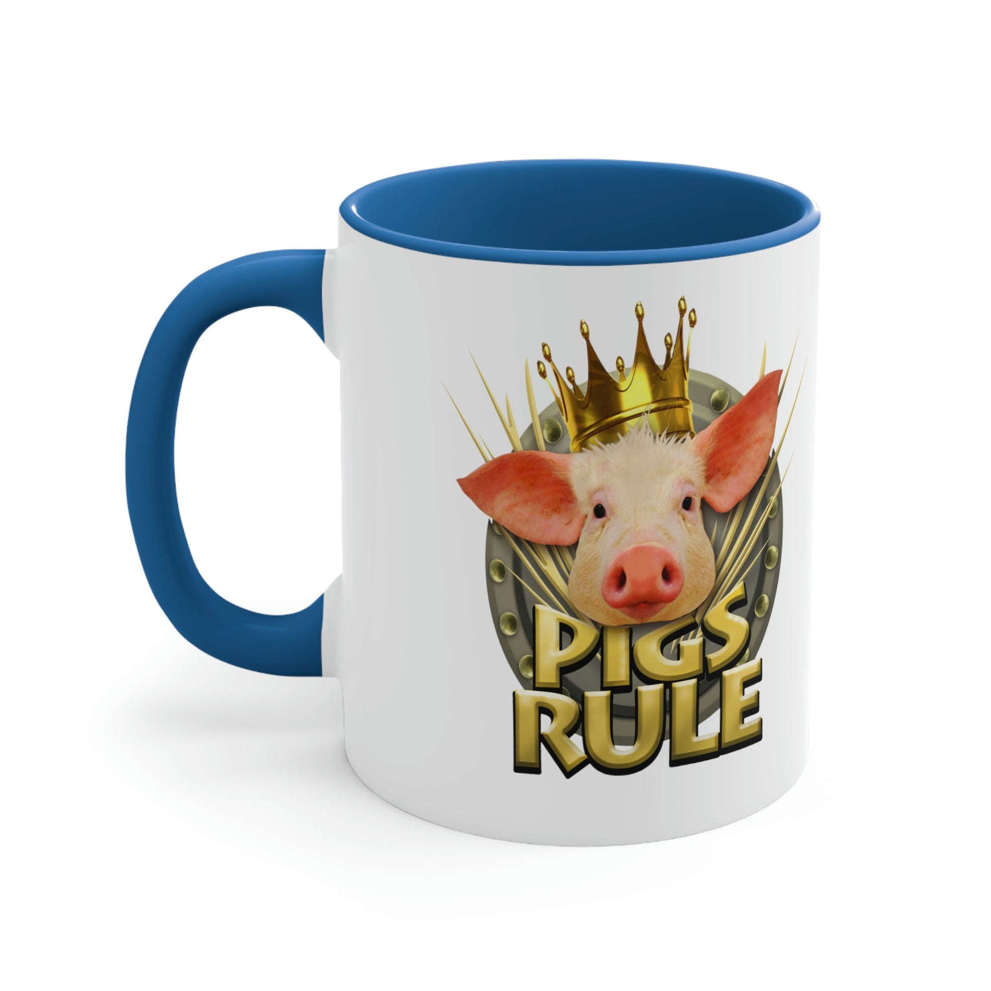 Pigs Rule Accent Coffee Mug, 11oz in 5 colors