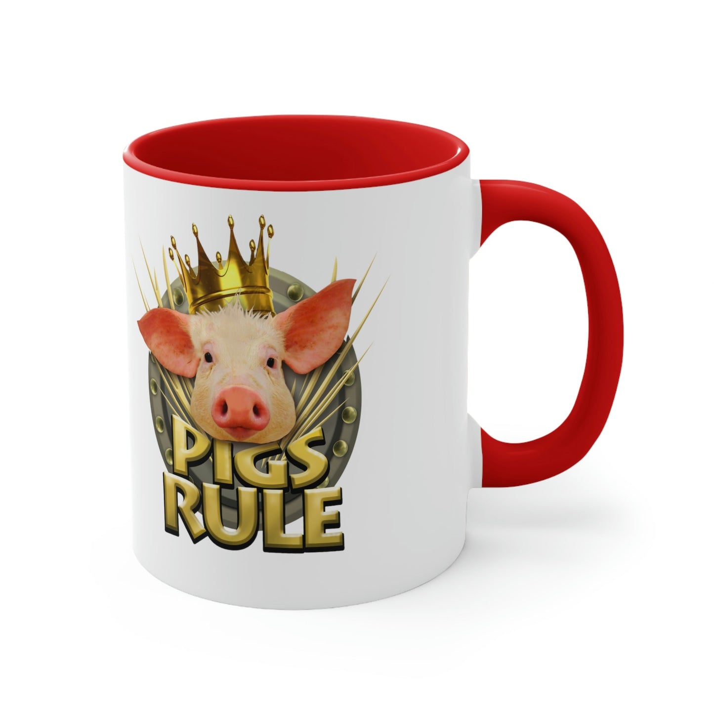 Pigs Rule Accent Coffee Mug, 11oz in 5 colors