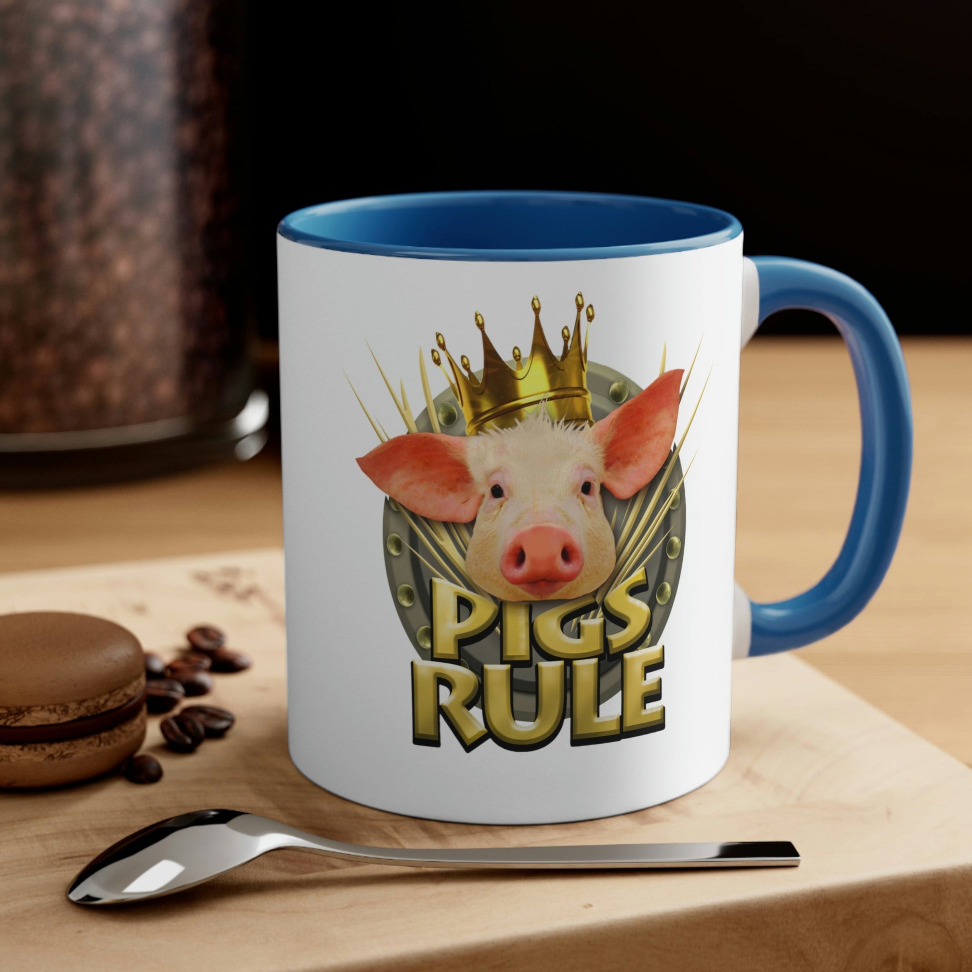 Pigs Rule Accent Coffee Mug, 11oz in 5 colors