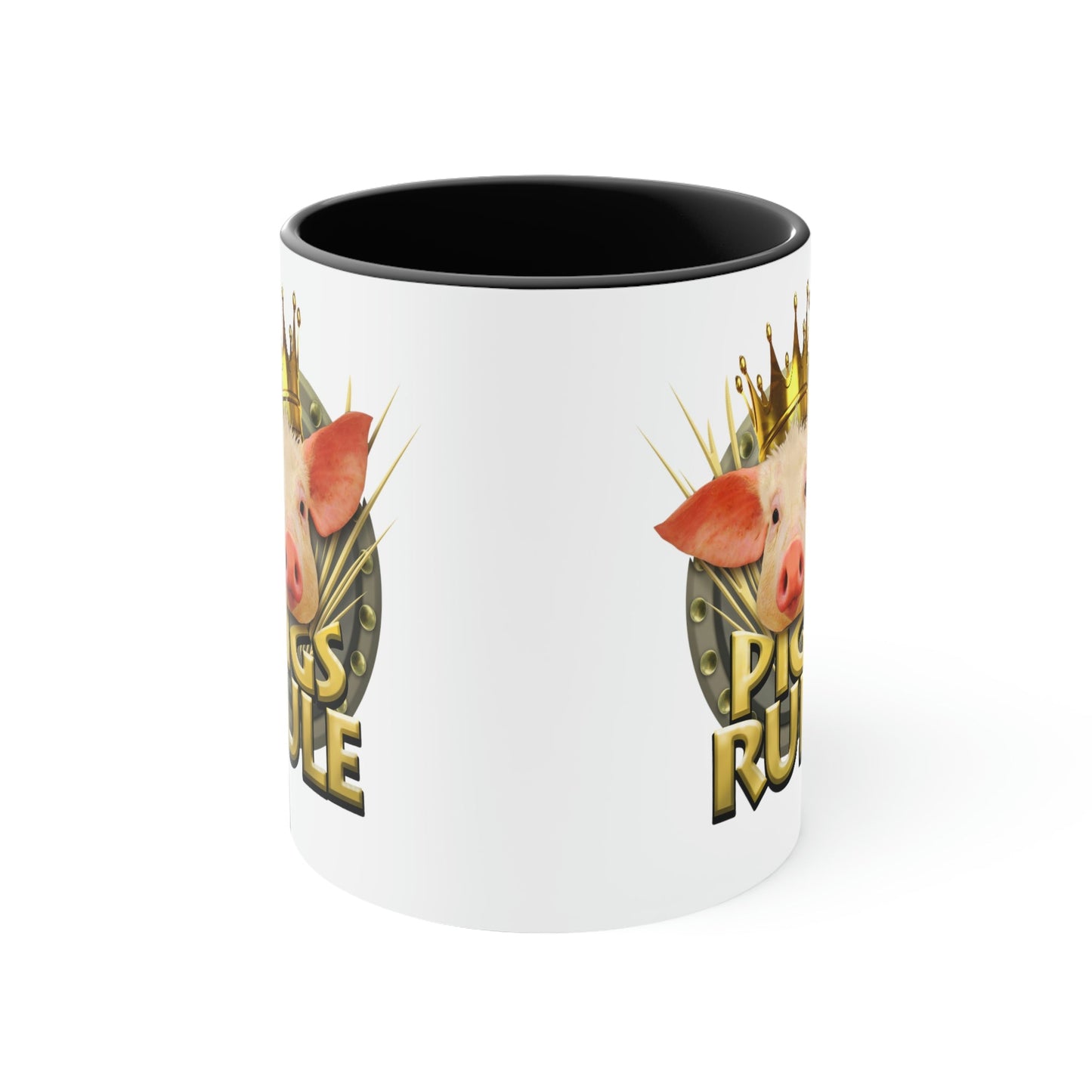 Pigs Rule Accent Coffee Mug, 11oz in 5 colors