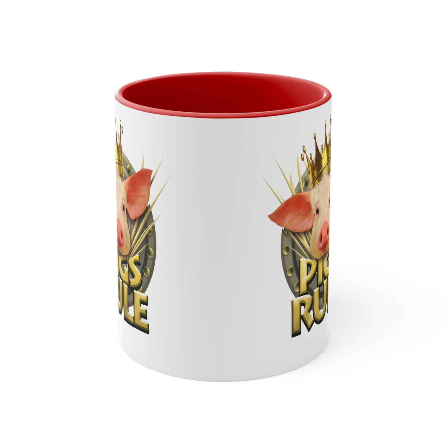 Pigs Rule Accent Coffee Mug, 11oz in 5 colors