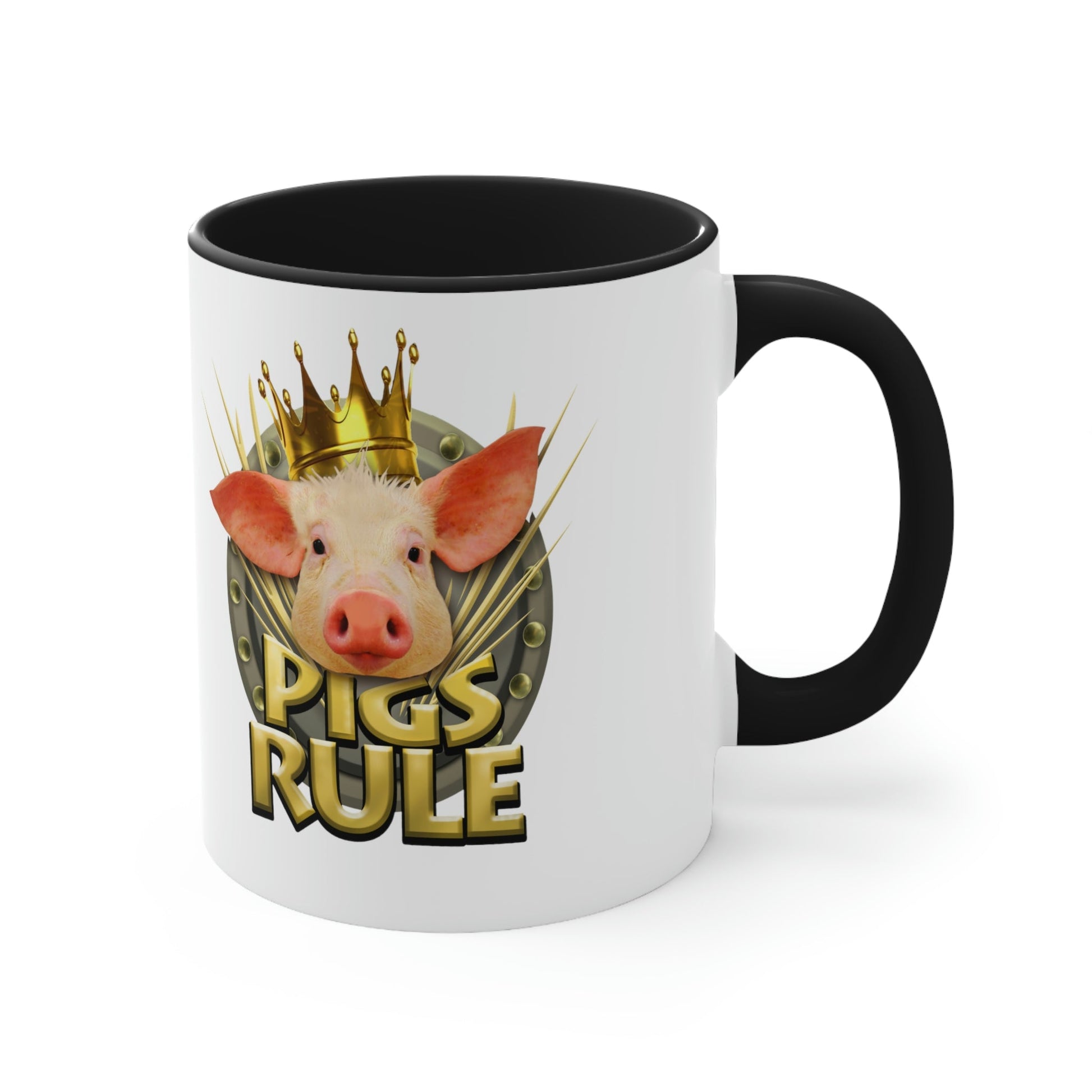 Pigs Rule Accent Coffee Mug, 11oz in 5 colors