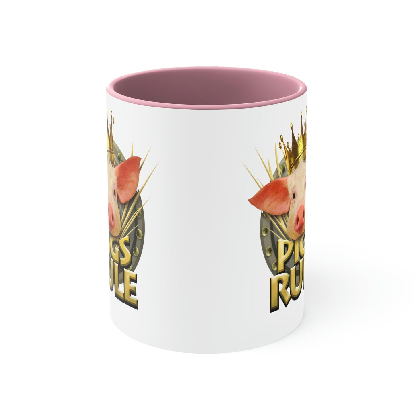 Pigs Rule Accent Coffee Mug, 11oz in 5 colors