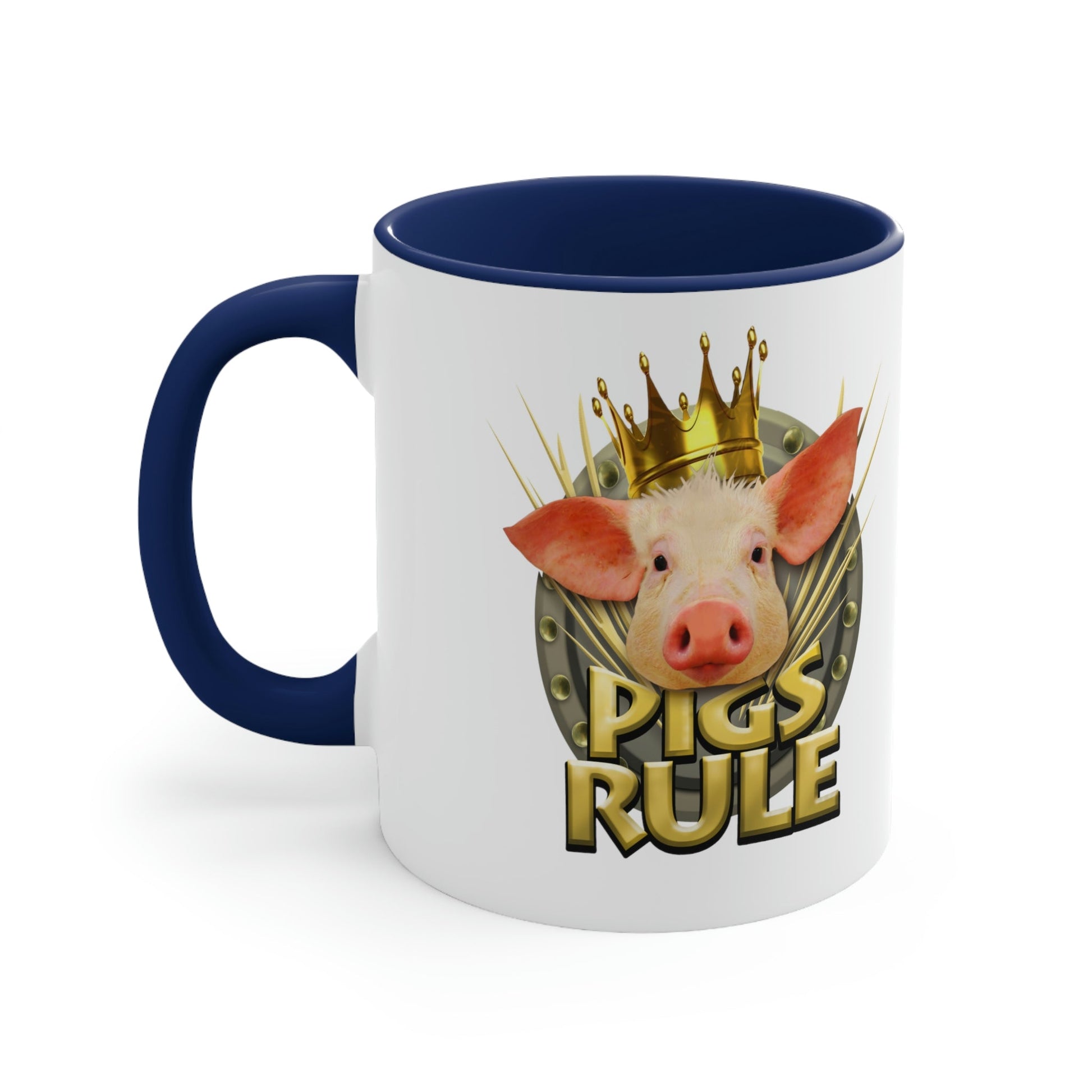 Pigs Rule Accent Coffee Mug, 11oz in 5 colors